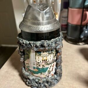 Vintage German Beer Stein with Pewter Lid